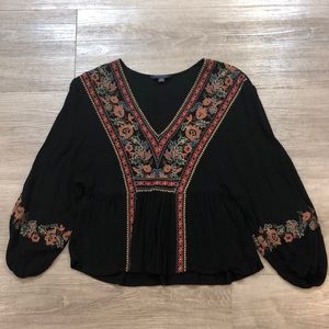 American Eagle embroidered blouse